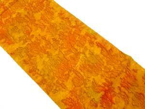 ふくれ織　草花模様織り出し全通袋帯